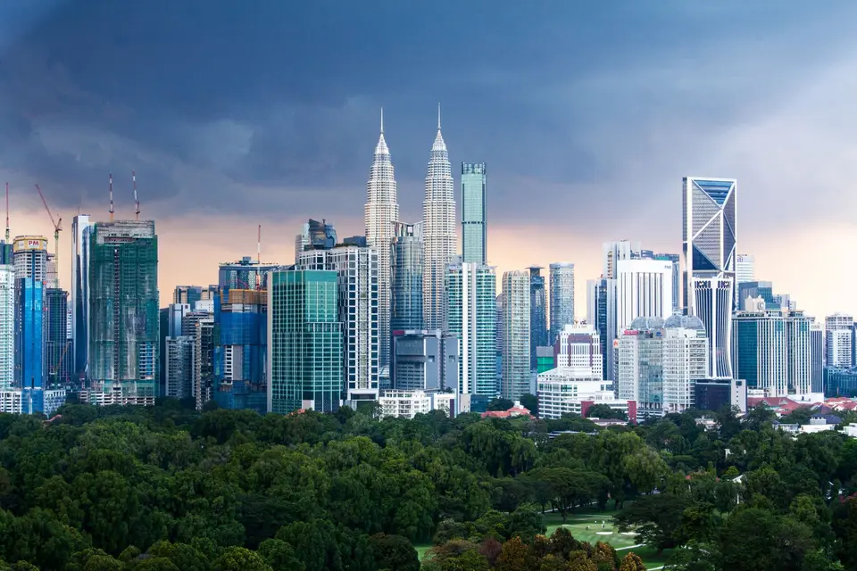 Petronas Twin Towers rising above central Kuala Lumpur